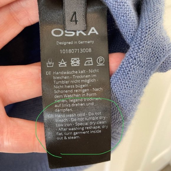 Oska 100% Virgin Wool Sweater, Periwinkle, Size 12/14 - Picture 5 of 6